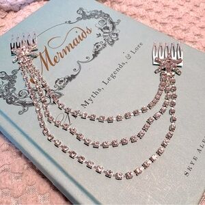 Badgley Mischka Rhinestone 3 Strand Silvertone Wedding Prom Gala Hair Chain
